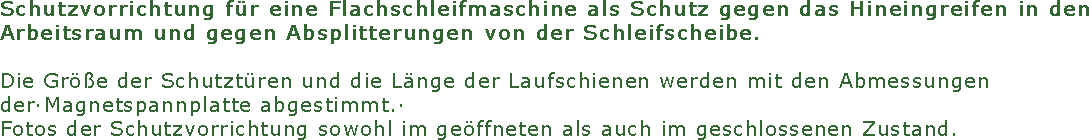 Schutzvorrichtung f�r eine Flachschleifmaschine als